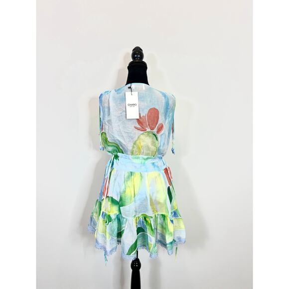 CHARO RUIZ IBIZA Odette Mini Dress in Multicolor Small A-Line Floral Sleeveless - Picture 3 of 7